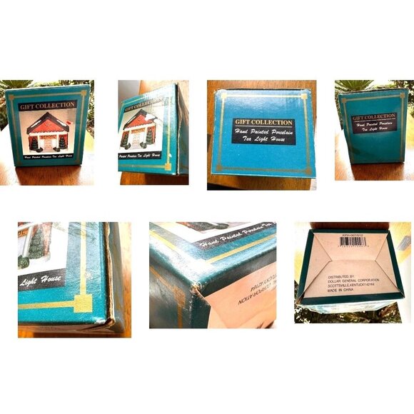 VTG Gift Collection Hand Painted Porcelain School Tea Light House New Christmas - Picture 11 of 12